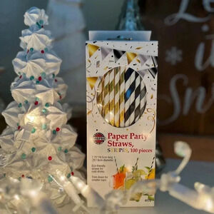 Norpro Striped  Paper Party Straws - 100 Ct
